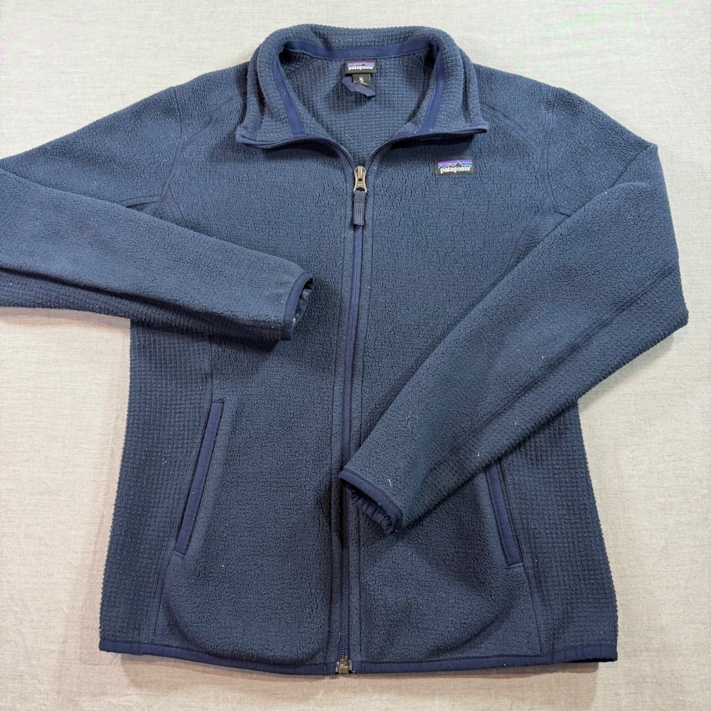 Patagonia Full Zip Fleece Jacket Kids XL 14 Navy Blue Excellent Better Sweater